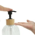 thumbnail image 3 of Unique Bargains 1 Pc Round Bottom Vertical Stripe Soap Dispenser 13.53oz Clear Black, 3 of 6