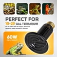 thumbnail image 5 of Simple Deluxe 60W Ceramic Heat Emitter Reptile Heat Lamp Bulb No Light Emitting Brooder Coop Heater for Amphibian Pet & Incubating Chicken, 2-Pack, 5 of 6