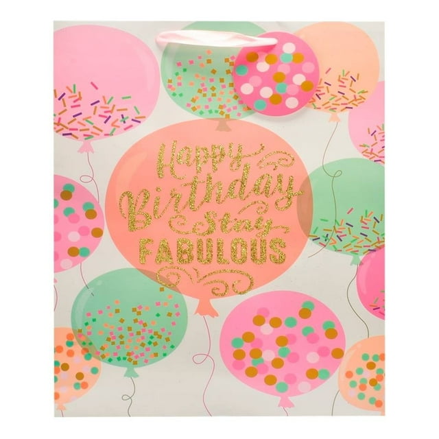 Bolsa para Regalo Prichos Grande Globos Happy Birthday Blanco