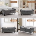 thumbnail image 3 of Aemeios 51" Velvet Storage Bench Upholstered Button-Tufted End of Bed Storage Ottoman Benches with Arms for Entryway Cloakroom, Dark Gray, 3 of 12
