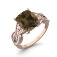 thumbnail image 2 of 4.19 Ctw Octagon Smoky Quartz 925 Sterling Silver Rose Vermeil Solitaire Spilt Shank Mother's Day Gift Ring, 2 of 3