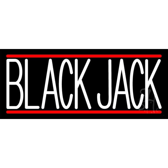 Blackjack White LED Neon Sign 6 x 15 - inches, Black Square Cut Acrylic Backing, with Dimmer - Bright and Premium built indoor LED Neon Sign for wall décor, arcarde, and storefront.