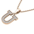 thumbnail image 3 of Dazzlingrock Collection 0.10 Carat (ctw) Round Diamond Fancy Letter 'U' Initial Pendant 1/10 CT, 18K Rose Gold, 3 of 6