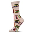 thumbnail image 3 of MeMoi Let's Read Bookshelf Bamboo Blend Crew Sock - Womens - Female, 9-11, Denim Heather, 3 of 7
