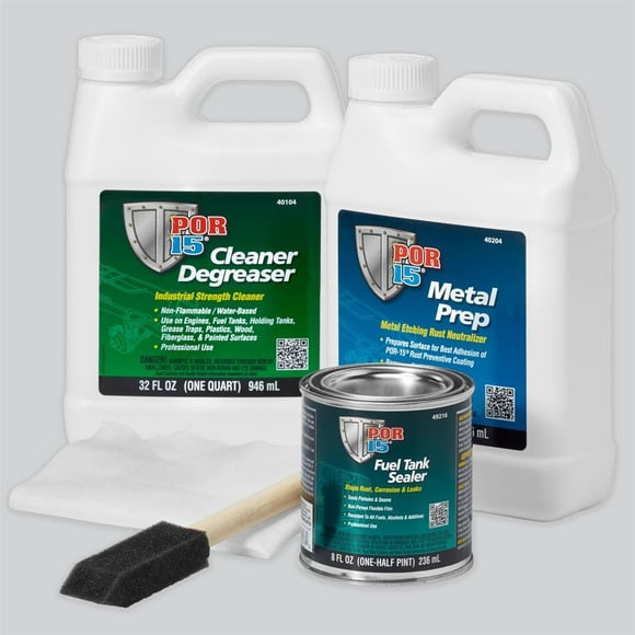 Por 15 Fuel Tank Liner 49229 With Degreaser/Rust Treatment/8 Ounce Can Fuel Tank Sealer/Reinforcing Fabric/Applicator