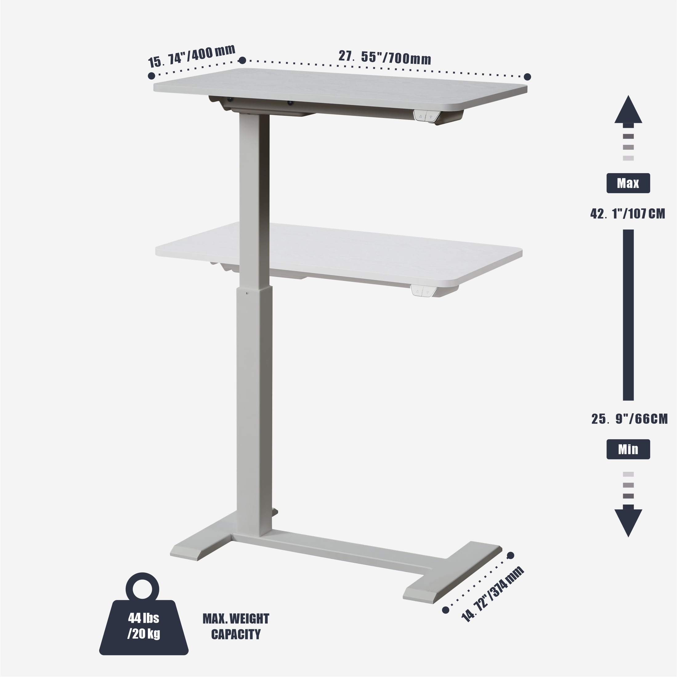 Homy Casa Electric Standing Desk, Adjustable Laptop Table with Wheels for Home Office Nook, White
