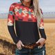 thumbnail image 4 of Moda mujer casual impreso cuello redondo manga larga otoño blusa pullver tops Pompotops FGAJ8478, 4 of 7