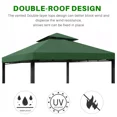 thumbnail image 4 of SHANNA Gazebo Replacement Canopy Roof, 10' x 10' Outdoor Waterproof BBQ Gazebo Canopy Top Cover, Green, Double Roof, 4 of 8
