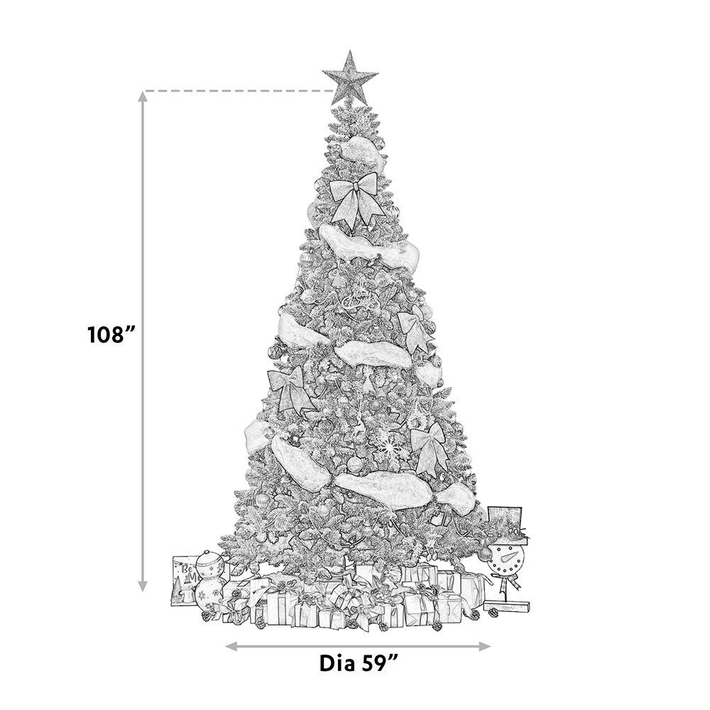 Abble Clear Prelit Incandescent Gold Flocked Spruce Artificial Christmas Tree, 9'