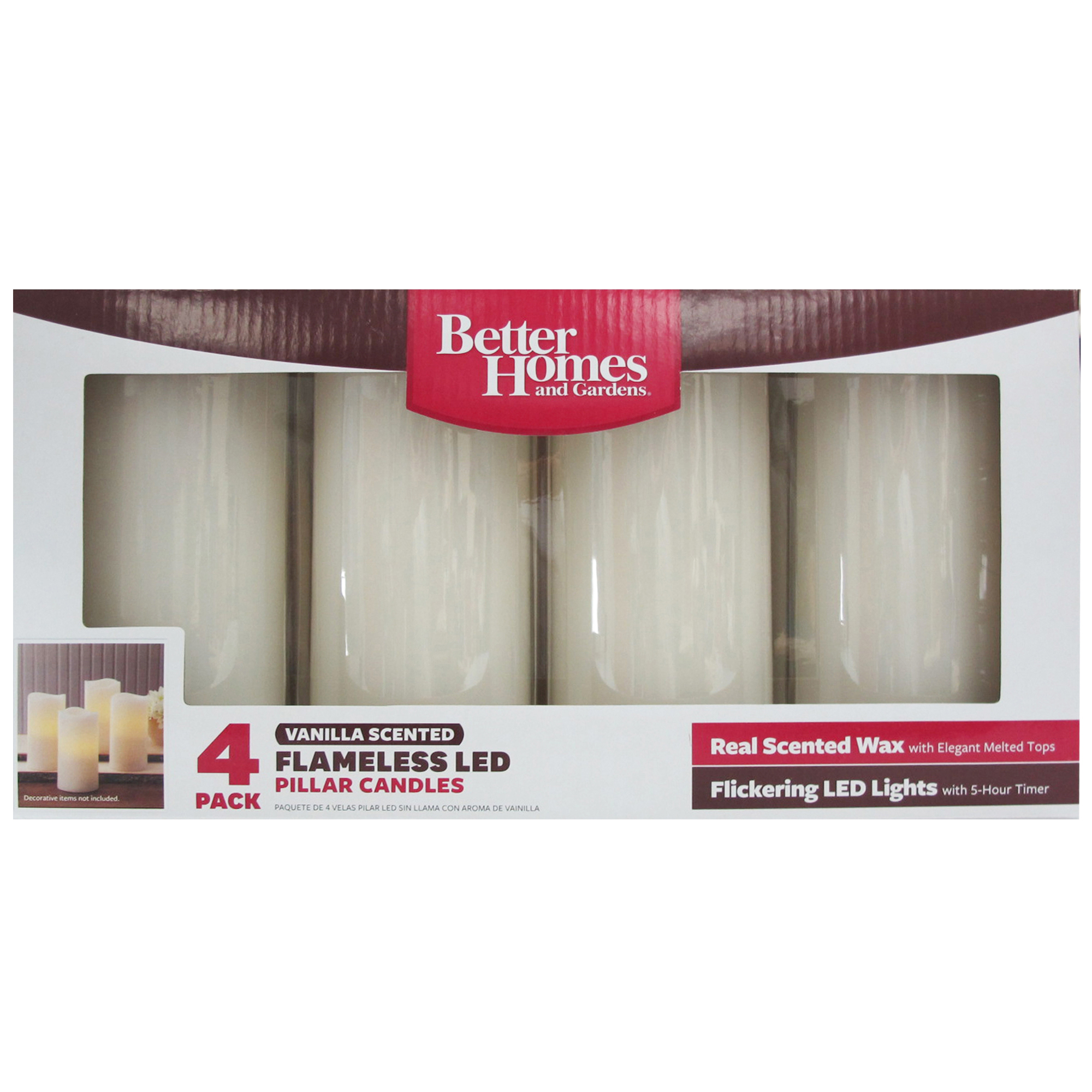 Better Homes and Gardens Flameless LED Pillar Candles 4-Pack, Vanilla Scented - image 2 of 4