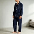 thumbnail image 4 of Jamicy Cotton Pajamas for Men Set Long Sleeve Sleepwear Button Down Winter Home Wear Soft Loungewear Set with Pockets, 4 of 5