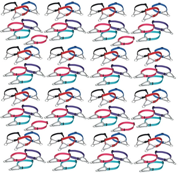 100 Chain Martingale Dog Collar Bulk Shelter Rescue Vet Assorted Color Pick Size (Medium - 14 to 20 inch)