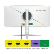 Sceptre 30 Curved Ultrawide Monitor 2560 x 1080 up to 200Hz DisplayPort HDMI 1ms AMD FreeSync Premium 99% sRGB Picture by Picture/PIP, Build-in Speakers Apple-White 2022 (C305B-FUN200W)
