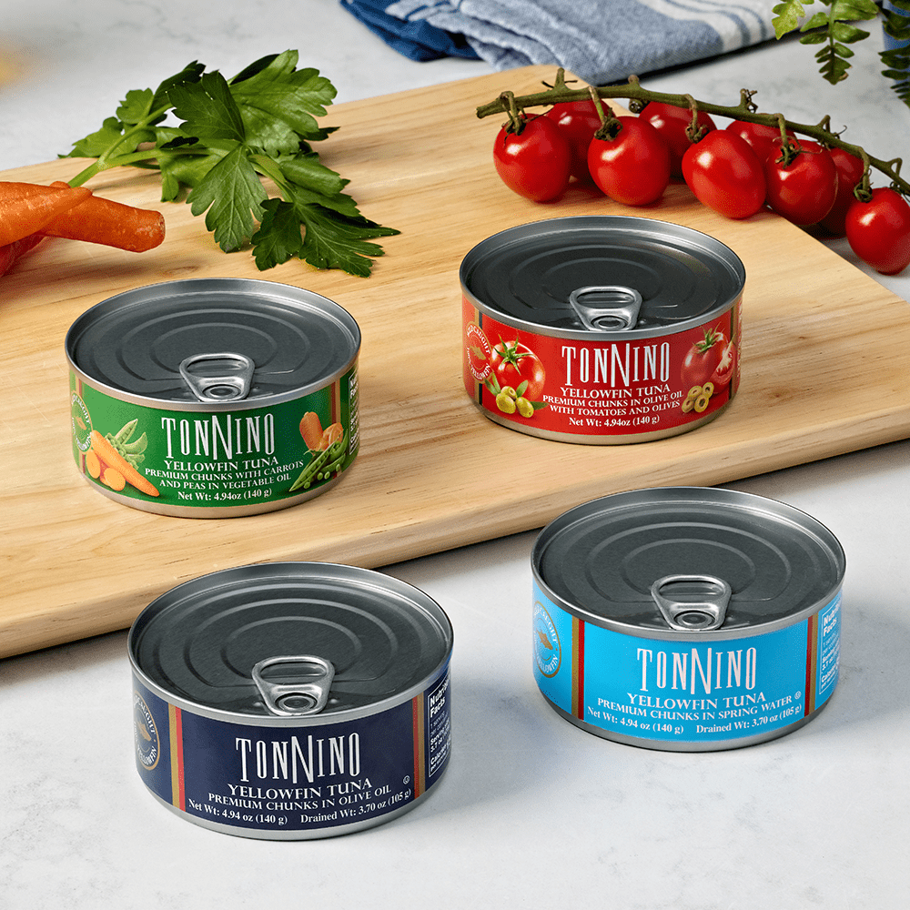 (6 pack) Tonnino Premium Yellowfin Tuna Chunks in Spring Water, 4.94 oz, Can, Wild Caught