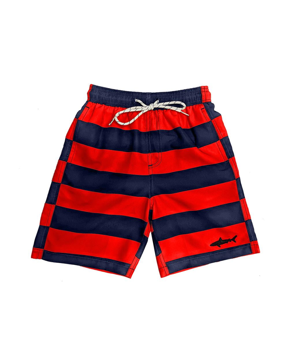 UZZI Kids Swim Shorts Fast Dry Fun Print, Red Stripes, Size: 6-8, Uzzi ...