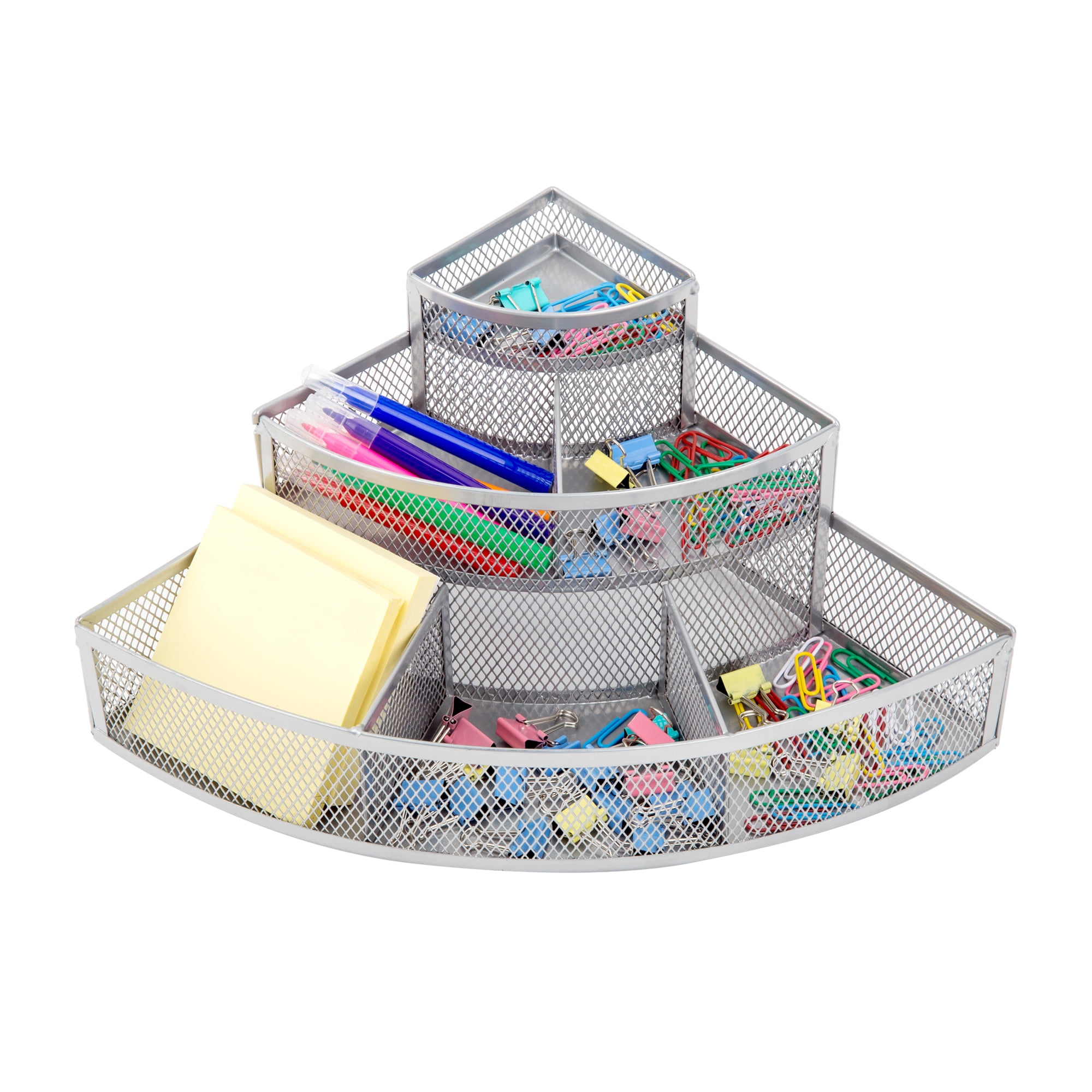 Pro Space Mesh Desktop Organizer Office Supplies Corner Storage Pencil Cup Clip