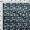 thumbnail image 2 of oneOone Cotton Poplin Twill Navy Blue Fabric Leaves & Flower Floral Craft Projects Decor Fabric Printed By The Yard 56 Inch Wide, 2 of 4