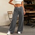 thumbnail image 4 of Ayolanni Women Wide Leg Sweatpants Dark Gray Baggy Low Rise Sweatpants Long Athletic Drawstring Pants with Pockets, 4 of 8