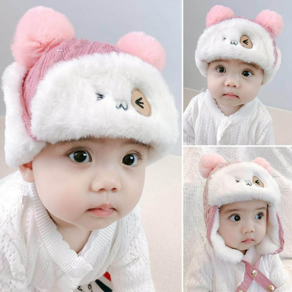 Winter Kids Baby Cap Plus Velvet Warm Hat Thickened Warm Windproof Earmuffs Hat