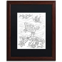 Trademark Fine Art "Crab And Lobster" Canvas Art by Lisa Powell Braun, Black Matte, Wood Frame