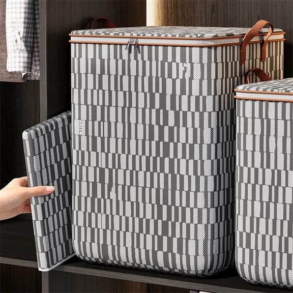 Large Collapsible Storage Bag with Lid and Handle 180L Storage Organizer Containers Baskets for Bedroom Closet Living Room Comforters Pillow Blanket Bedding Quilt(20''L x 22" W x20''H)