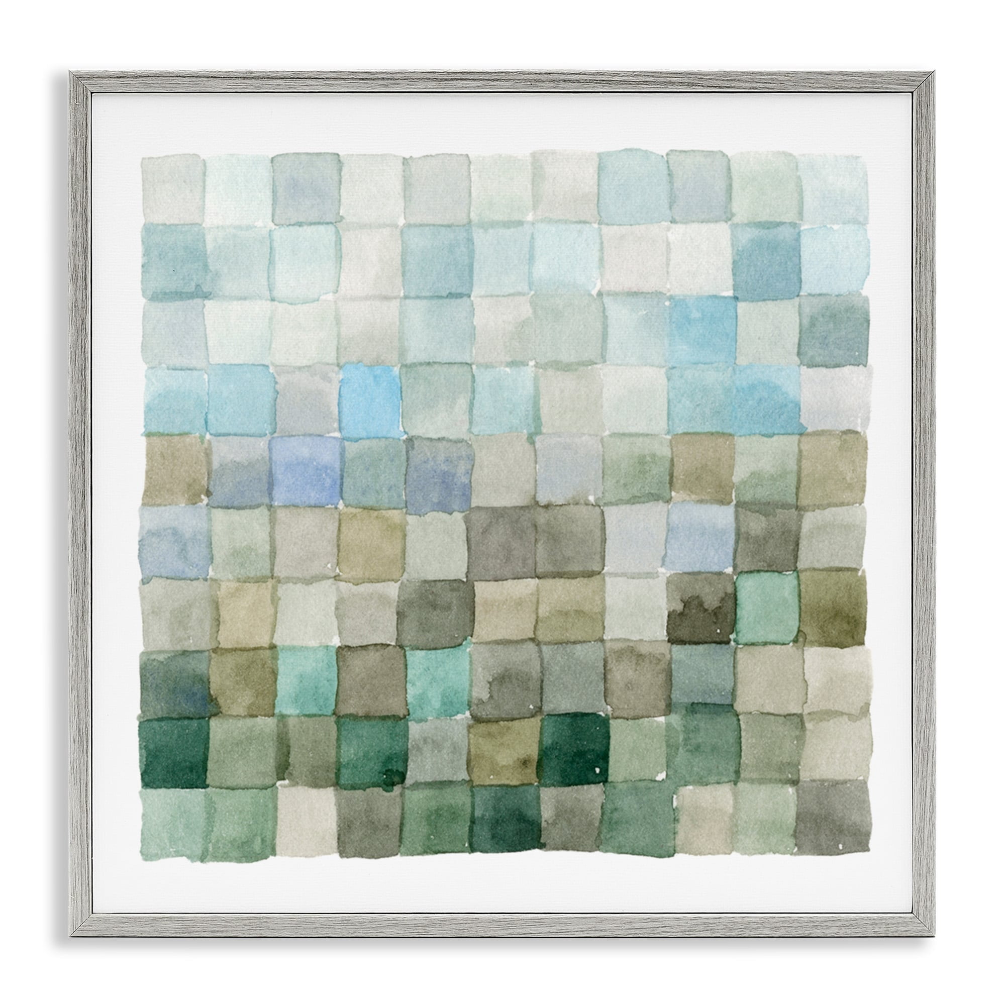Stupell Industries Modern Watercolor Checkered Shapes Geometric Tile Pattern Framed Wall Art, 12 x 12, Design by Emma Caroline