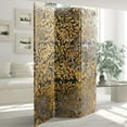 thumbnail image 7 of Red Lantern 6 ft. Tall Flowering Gold Canvas Room Divider - 3 Panel, Freestanding, Foldable Screen, 7 of 7