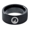 thumbnail image 2 of Tungsten Howling WolfBand Ring 9mm Men Women Comfort Fit Black Flat Cut Brushed Polished, 2 of 4