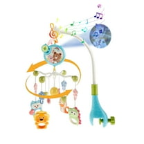 Baby Crib Mobile with Music & Projection – 360° Rotating Animal Rattle, Remote Control Music Box, Bedside Nursery Decor, Newborn Gift with Timer Function
