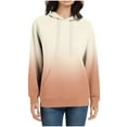thumbnail image 4 of Hoodies for Women Drawstring Hooded Sweatshirts Women's Color Blocked Fashionable Loose Casual Long Sleeved Pocket Hooded Sweatshirt Top, 4 of 6