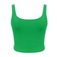 thumbnail image 5 of EliteGoogv Women Tank Top Slim Fit Square Neck Solid Color Crop Vest Ribbed Knit Sleeveless Shirts Green XS, 5 of 5
