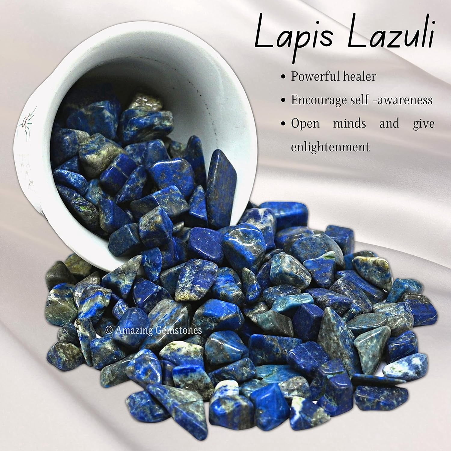Lapis Lazuli Crystal Chips - Healing Crystals Tumbled Chips Gemstone Beads (1LB Bulk)