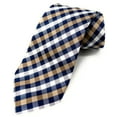 thumbnail image 6 of Scott Allan Mens Navy Blue and Brown Tie | Gingham Plaid Necktie | Men's Standard Size Tie 3.3" at Tip |, 6 of 6