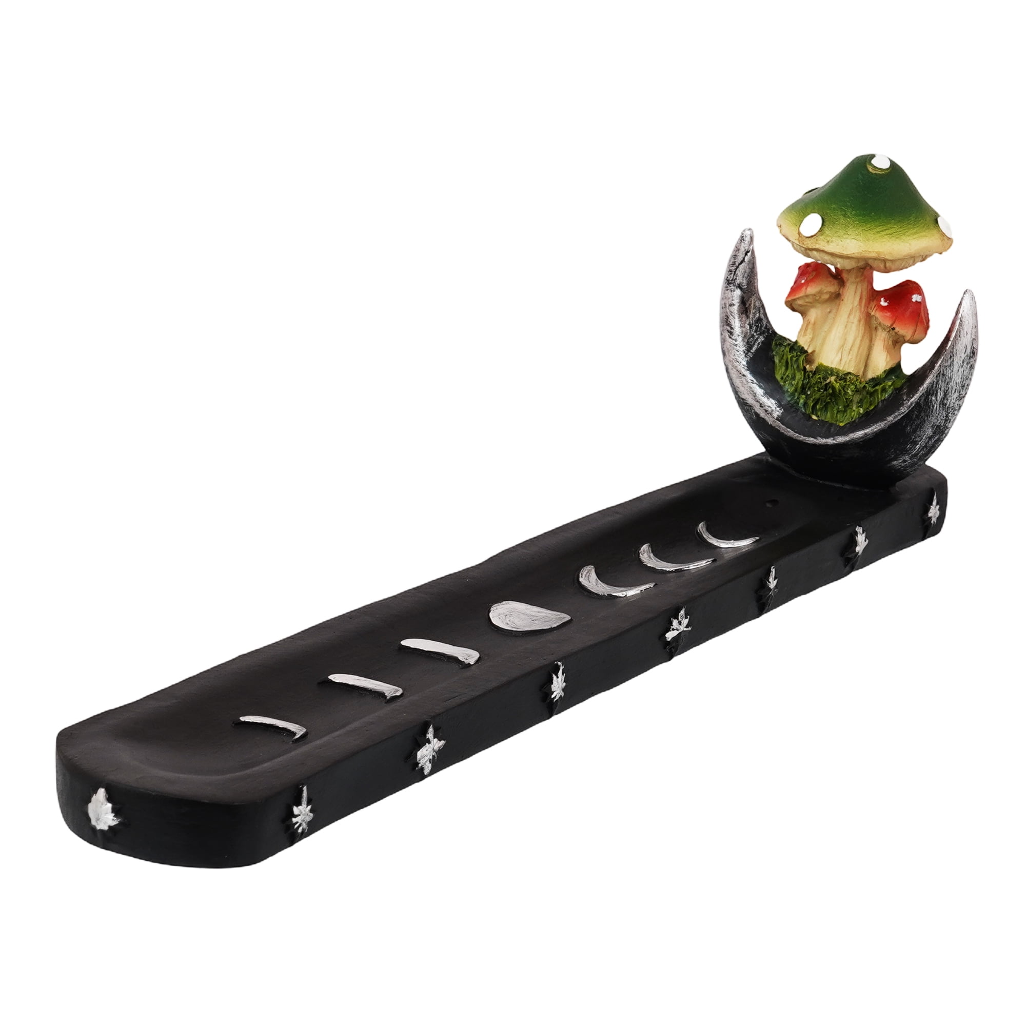 Mushroom on Moon Incense Burner – Hand-Painted Cold Cast Resin Holder for Stick or Cone Incense | Mystical Home, Desk, or Meditation Décor