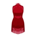 thumbnail image 3 of Aislor Kids Girls Mesh Splice Rhinestone Sleeveless Tassel Dress Samba Jazz Tap Modern Latin Salsa Dancewear, 3 of 7