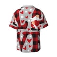 thumbnail image 6 of Lsque Buffalo Plaid Love And Gnome print Men's Cuban Collar Short Sleeve Shirt Summer Beachwear Casual Button Down Fashionable Vacation Leisure Shirt-Small, 6 of 7