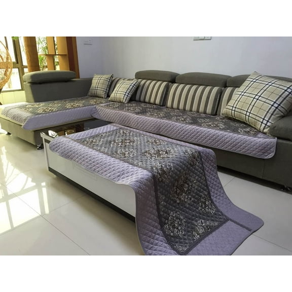 Ofit® High Quality Chenille Quilted Sectional Sofa Throw Slipcover Sofa Armrest Cover Set of Two 26x26" Grey