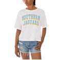 thumbnail image 2 of Women's Gameday Couture White Southern University Jaguars Claim To Fame Boxy Cropped T-Shirt, 2 of 5