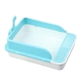 thumbnail image 2 of Cat Litter Tray Kitten Potty Toilet Semi Closed with High Side Bedpan Cat Litter Container Kitty Litter Pan for Small Animals White and Blue XL, 2 of 9