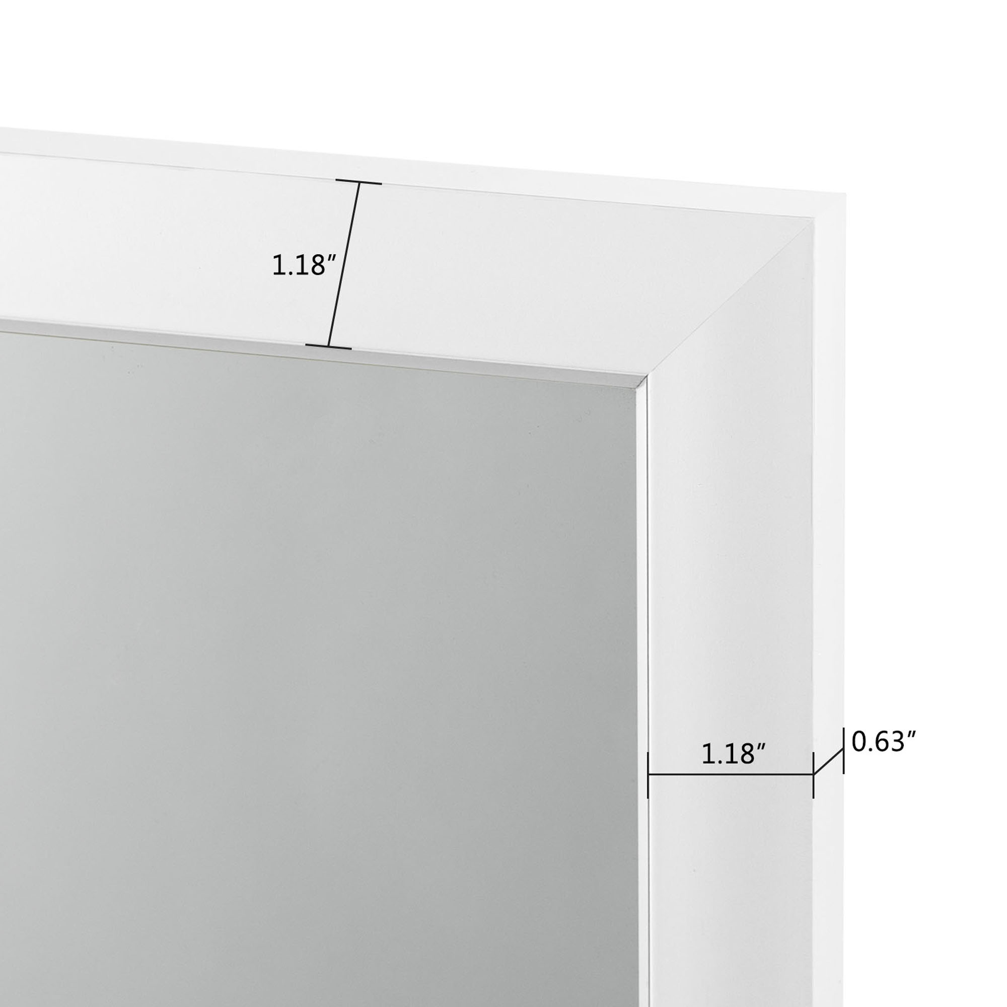 Full Length Mirror Floor Wall Mounted Leaning Hanging Rectangle White 55"x16"