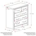 thumbnail image 2 of CorLiving Newport Mid Century Modern Engineered Wood 5 Drawer Adult Combo Dresser, White Washed, 2 of 11
