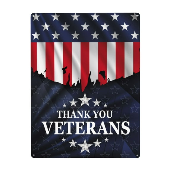 Thank You Veteran Metal Sign Decor Tin Hanging Picture Wall Decoration 12x16 Inches