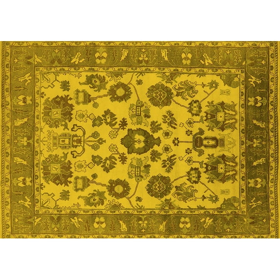 Ahgly Company Indoor Rectangle Oriental Yellow Industrial Area Rugs, 8' x 12'