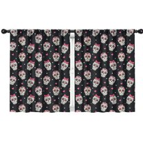 Blackout Kids Curtains,Black Pink Skull Pattern Childrens Insulated Curtains Set Of 2,Bedroom Essentials,Toddler Room Decor 42x54in(106x137cm)