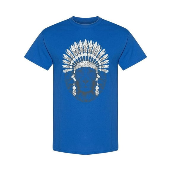 Lion With Feather Headdress T-Shirt Men -Image by Shutterstock, Male Large