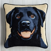 Latch Hook Kits Pillow Black Labrador 17X17 In Printed Canvas Cushion Crochet Yarn Needlework Hook Latch Diy Kit Embroidery Pillowcase Rug Cover Home Sofa Christmas Decoration