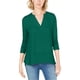 thumbnail image 1 of INC Blusa con cuello dividido para mujer, verde, pequeña, 1 of 1