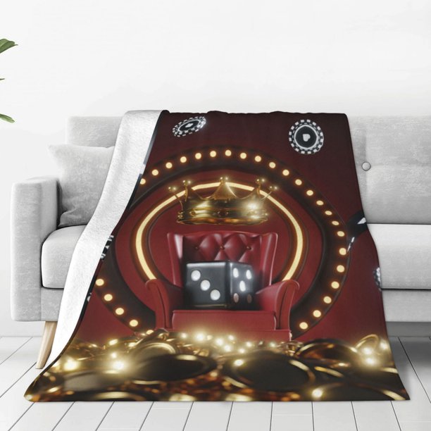 Balery Casino King And Playing Cards Manta de Felpa Suave y Acogedora – Cobija de Franela Aterciopelada para Cama, Lavable y Cálida para Sofá, Mascotas, Transpirable-60"x50"