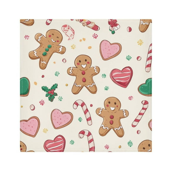 Napkin Satin Napkin 20*20 Inchx1 Kitchen Towel Dinner Plate Towel Decorative Towel Napkin Tea Towel Suitable For Kitchen Table Cartoon Christmas Gingerbread Man