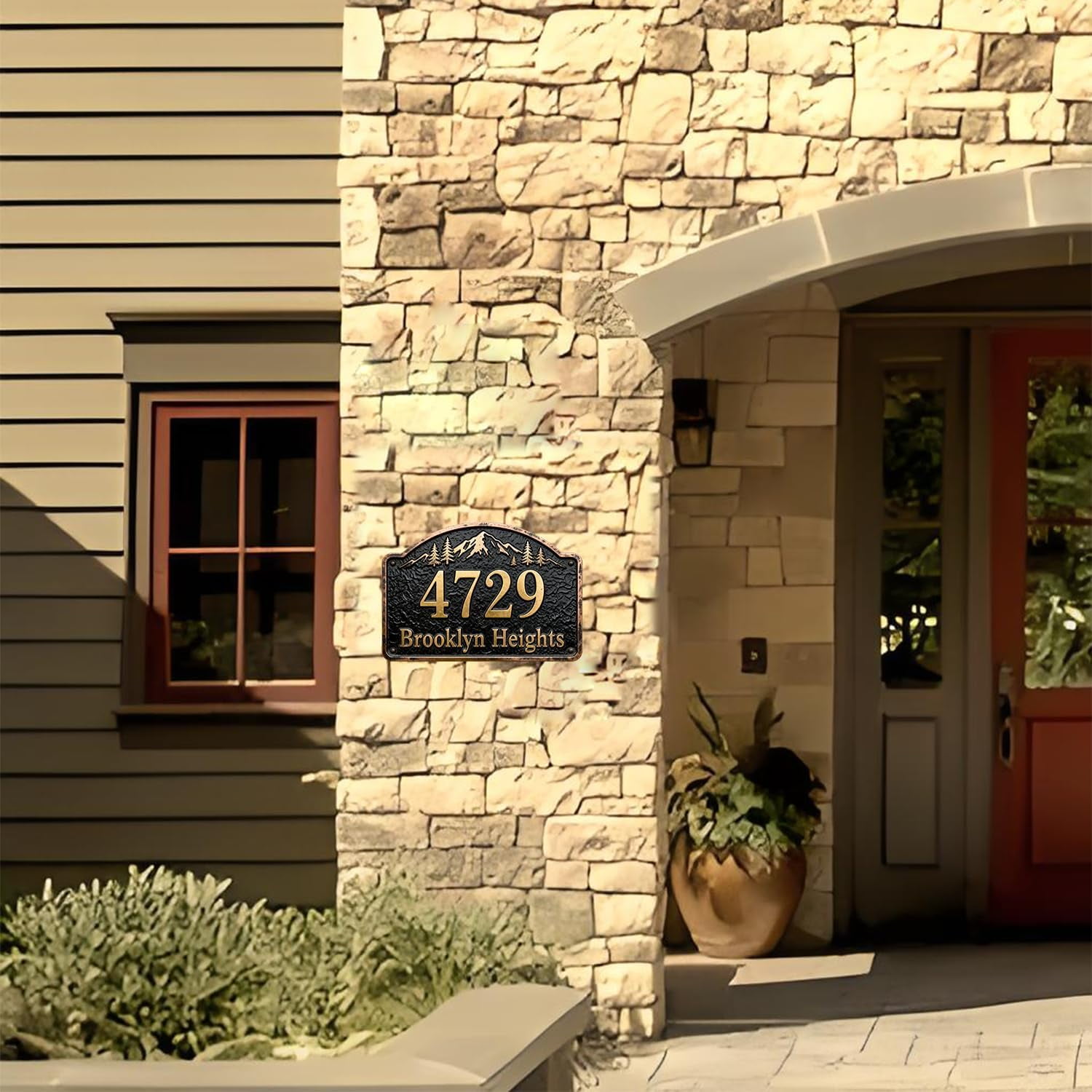Personalized Cast Metal Address Plaque Vintage Custom House Number Sign Outside Street Mailbox Address Classic Wall Antique Brass Signs Durable Weather Resistant